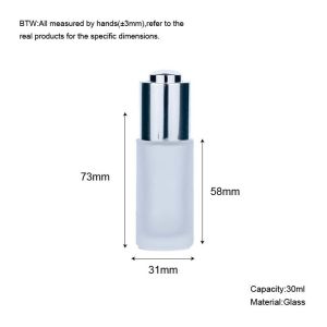 China 30ml White Cylindrical Frosted Glass Bottle With Silver Dropper For Empty Dropper Bottle wholesale