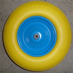 China 4.00-8 roues libres plates de plage de chariot de pliage de polyuréthane de pneu de roues pneumatiques solides supplier