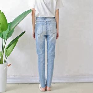 Light Blue Casual Women Denim Skinny Jeans Pencil Pants Custom Size