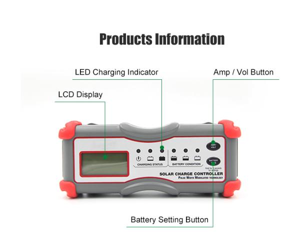 600W IP65 5-Stage Charging Digital Solar Charge Controller PWM Solar System Charge Controller