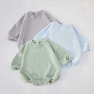 Oversized Long Sleeve Newborn Sweater Romper French Terry Cotton Bubble Romper