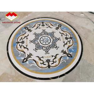 Natural Flower Waterjet Round Marble Tiles Medallion Carpet