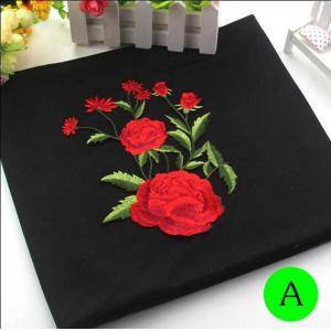 China Polyester Embroidered Iron On Patches Appliques With Boutique Rose Flower 19*14 cm supplier