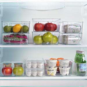 Kitchen Clear Plastic Stackable Storage Bins Refrigerator, Freezer, Pantry & Clothes Organization Container
