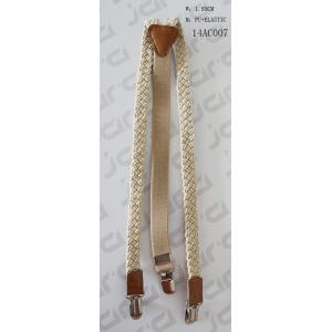 Beige Elastic Tape Mens Fashion Suspenders For Kids Nickel Steel Clip Available