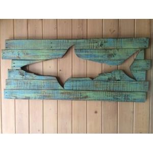 Shark Shape Wood Pallet Plaque MDF Paper Printing Technique For Coffee Shops
