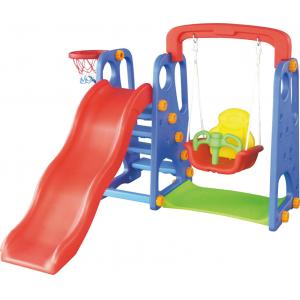 China CE standard kindergarten kids toys indoor plastic slide with swing set supplier