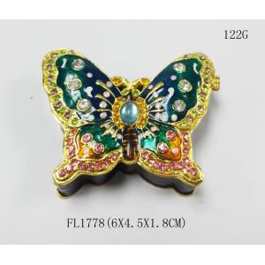 Design Cute Love Butterfly Round Metal Small  Jewelry Boxes