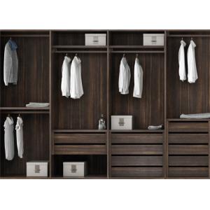 Pull Out Cloth Rack Walk In Closet Cabinets , Melamine Finish 4 Door Wardrobe