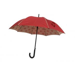 Red Pongee Wind Resistant Golf Umbrella With Inside Full Panel Printing
