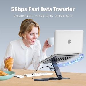 China Originneo PCR100D+ Aluminum Adjustable Rotatable Laptop Hub Stand with 11-in-1 USB C Docking Station  HDMI 4K@60Hz Minotor Expansion PD100W wholesale