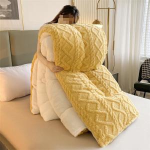 Pure Color Super Soft Jacquard Plaid Thick Winter Fleece Velvet Duvet for King Size Bed