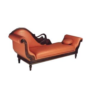 Luxury Custom Leather Chaise Lounge Cushions For Indoor Curved Chaise Lounge Chair