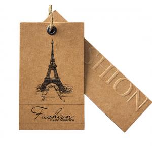 China Custom Printed Brown Kraft Paper Hang Tags  For Clothing With Embossed Logo supplier