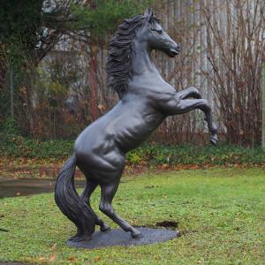 China BLVE Black Bronze Jumping Horse Statues Copper Animal Sculpture Life Size Metal Art Garden Decor Modern supplier