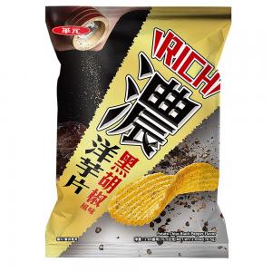 Asian Snack Wholesale Supplier Thick Series Black Pepper Flavor Potato chips 76.5g 12Packs Asian Snack Merchant
