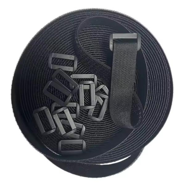 Correa de velcro de nailon negro, correas de velcro de color y tamaño personalizados