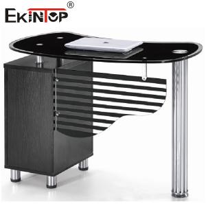 Luxury Small Glass Desk With storage cabinet Executive Office Desk Furniture