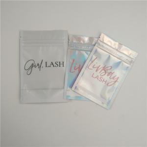 Customized Smell Proof Cosmetic Holographic Plastic  Seal Eyelash Lipgloss Packaging Mylar Bag