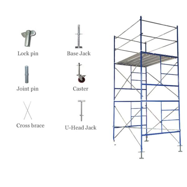 Cuadro de andamios metálicos de montaje fácil para la puesta en escena de materiales de construcción y construcción