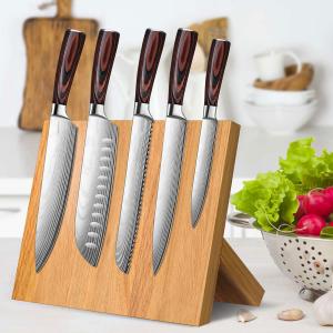 China Organizational Magnetic Bamboo Wooden Knife Holder for Kitchen Counter Custom Size supplier