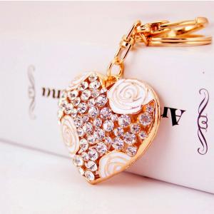 Heart Shaped Key Chain Ornaments 1.3 Inch Wide Crystal Irregular