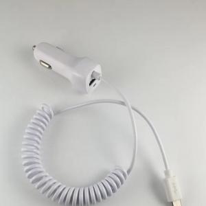 Iphone 10W USB Car Charger Fast Charging PC Fireproof 5V 2A With Spring Data Cable
