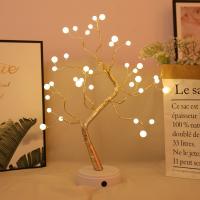 108 LED USB 3D Table-Lamp Copper Wire Christmas Fire Tree Night Light for Home Holiday Bedroom Indoor Kids Bar Decor Fairy Light