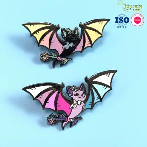 Popular Selling wholesale Art Anime Cute Bat Cartoon Pin Dyed Black Soft Hard Enamel Metal  Badge