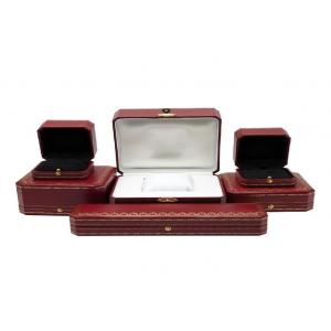 China Lady Pandent Leather Jewelry Packaging Boxes Gold Borders Storage 70x90x40mm supplier
