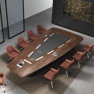 China 2.4M Wood Meeting Room table Rounded Triangle Boardroom Long Conference Tables supplier