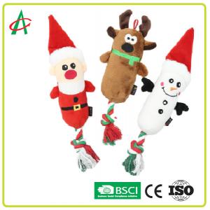 China EN71 Machine Washable Plush Rope Dog Toys With Squeaker Christmas supplier