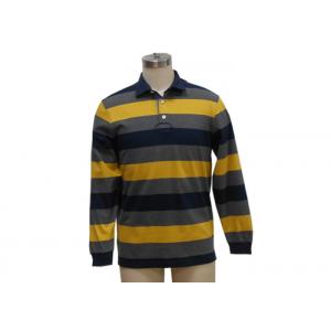 China Black And Yellow Mens Knitted Polo Shirt , Long Sleeve Collar T Shirt With Pocket supplier