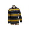 Black And Yellow Mens Knitted Polo Shirt , Long Sleeve Collar T Shirt With