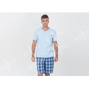 China Super Soft Mens Luxury Sleepwear V Neck Short Sleeve Tee And Short Pants supplier