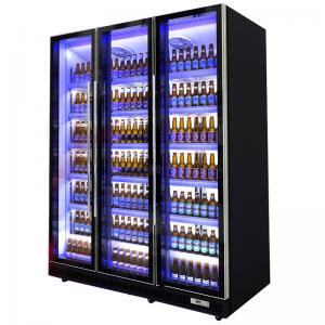 China Black Body Commercial Upright Freezer Beverage Refrigerator With Five Layer Shelves supplier