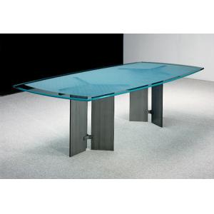 Safety Blue Desk Cover Glass , Tempered Glass For Coffee Table Top