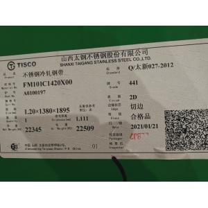 China 1,4509 la feuille 441 d'acier inoxydable évalue la 2D feuille d'Inox de finition supplier