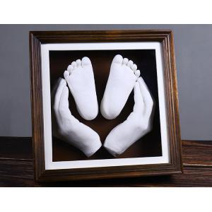 Brown Baby Family Hand And Feet Casting Kit Photo Frame For Infant Keepsake