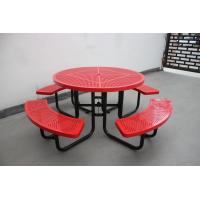 China Commercial Garden Round Picnic Table Set Perforated Steel Material With Four Benches on sale