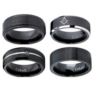 Tagor Jewelry Made Customize Black Shiny Brushed Wedding Engagement Cobalt Chrome Rings
