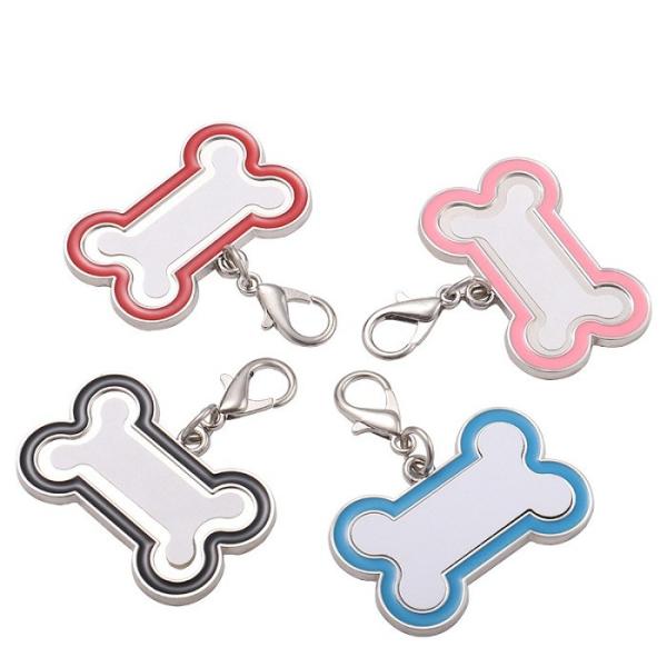 Etiquetas de perros de hueso de sublimación con inserciones en blanco de metal de aluminio