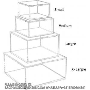 Clear Box Square Container To Hold Staples, Highlighters, Adhesive Tape, Paper Clips, Stamps, Stackable Mult-Purpose