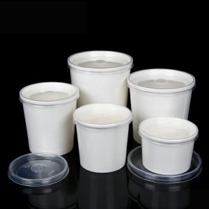 China Disposable White Paper Soup Containers Single Wall 300g Kraft Soup Containers With PP Lid supplier