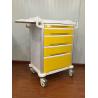 ICU dressing medication Yellow Mobile ABS Medical Trolley Cart