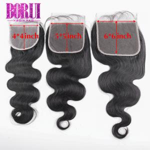 China Indian Human Hair Lace Closure 4x4 5x5 6x6 Transparent Lace No Shedding No Tangle supplier