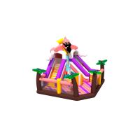 China New Flamingo Beach Theme Colorful Inflatable Fun City Coconut Palms Inflatable Bounce with Slide   Commercial Inflatable on sale