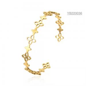 China Ring Style Hollow Gold Flower Bracelet 304 316 316L Stainless Steel Adjustable Bangle supplier