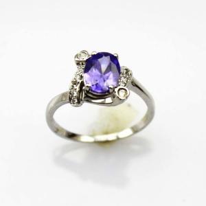 China Fashion Jewelry Amethyst Sterling Silver Ring with Cz Diamonds(FR017) supplier