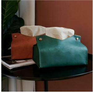 China Fancy Real Leather Debossed Car Tissue Box BPA Free supplier
